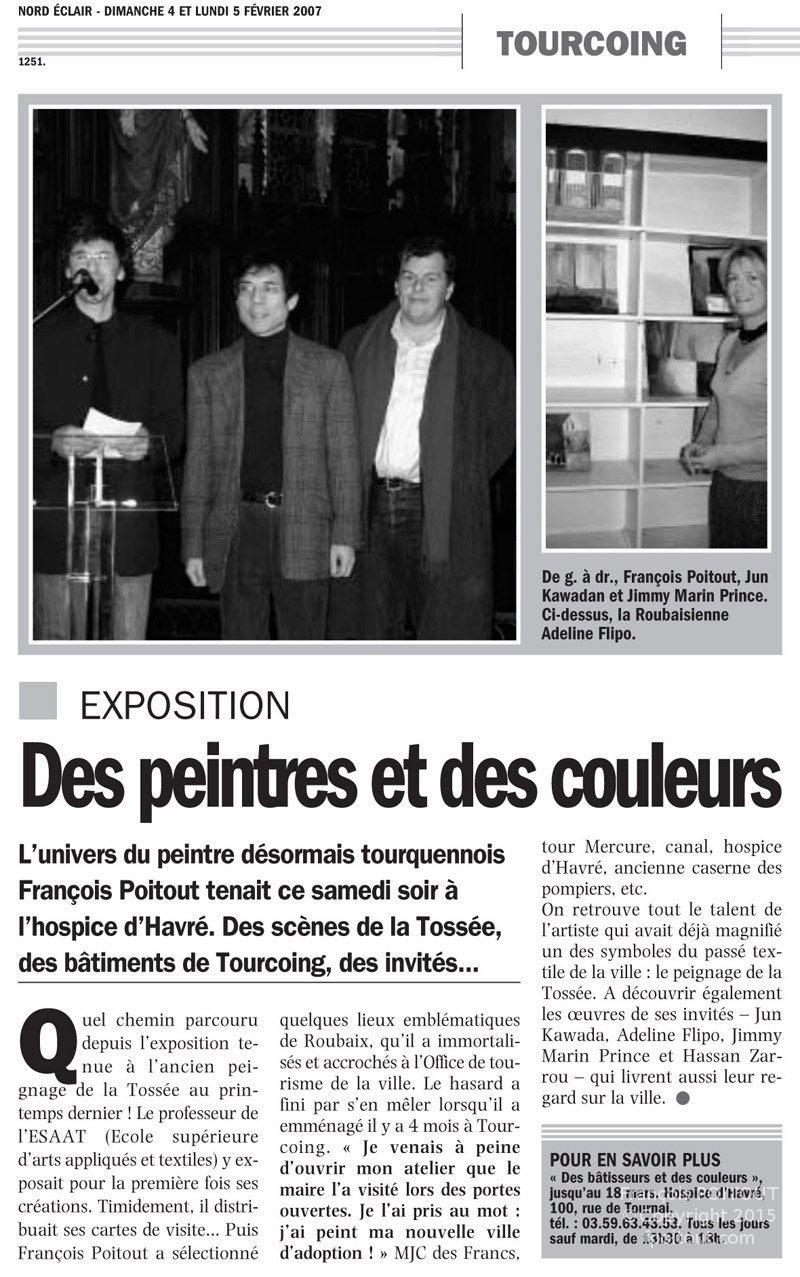 Articles pour l’exposition à l’Hospice d’Havré
