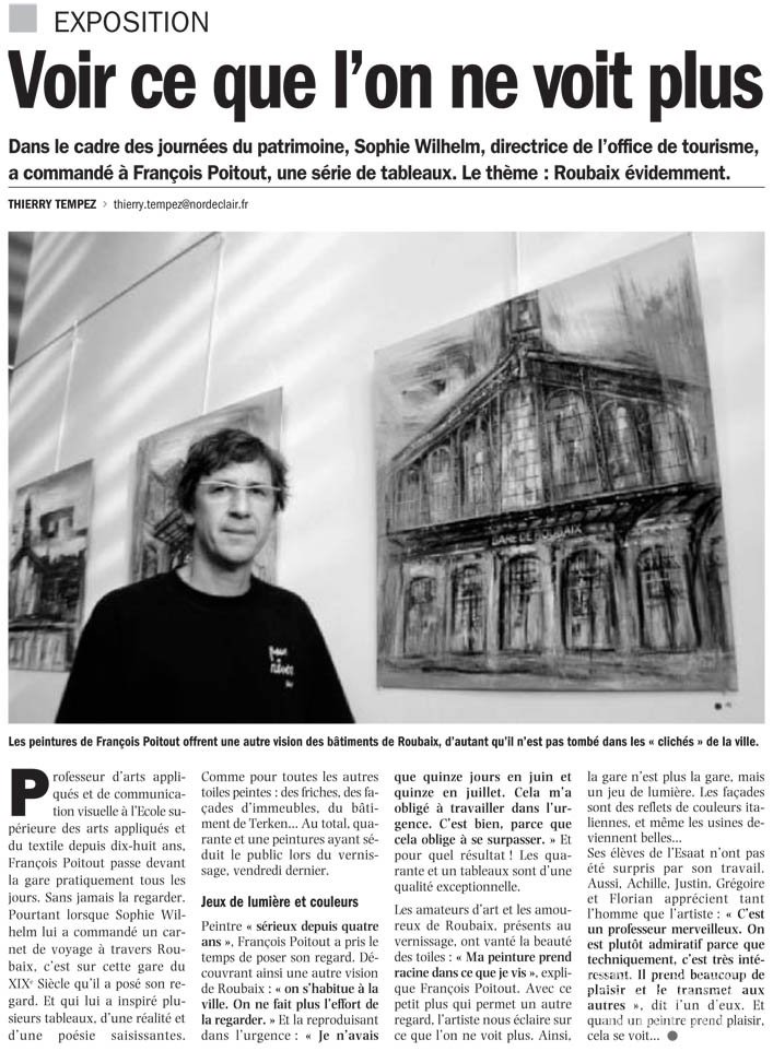 Articles pour l’exposition à l’office du tourisme de Roubaix