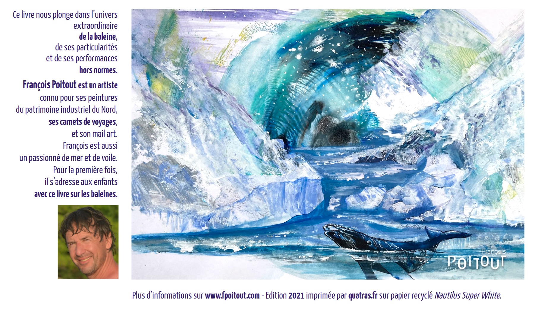 Tell Me, Whale, Who Are You? — back cover — Tell Me, Whale, Who Are You? (Raconte-moi, Baleine, qui es-tu ?), illustrated books by François Poitout