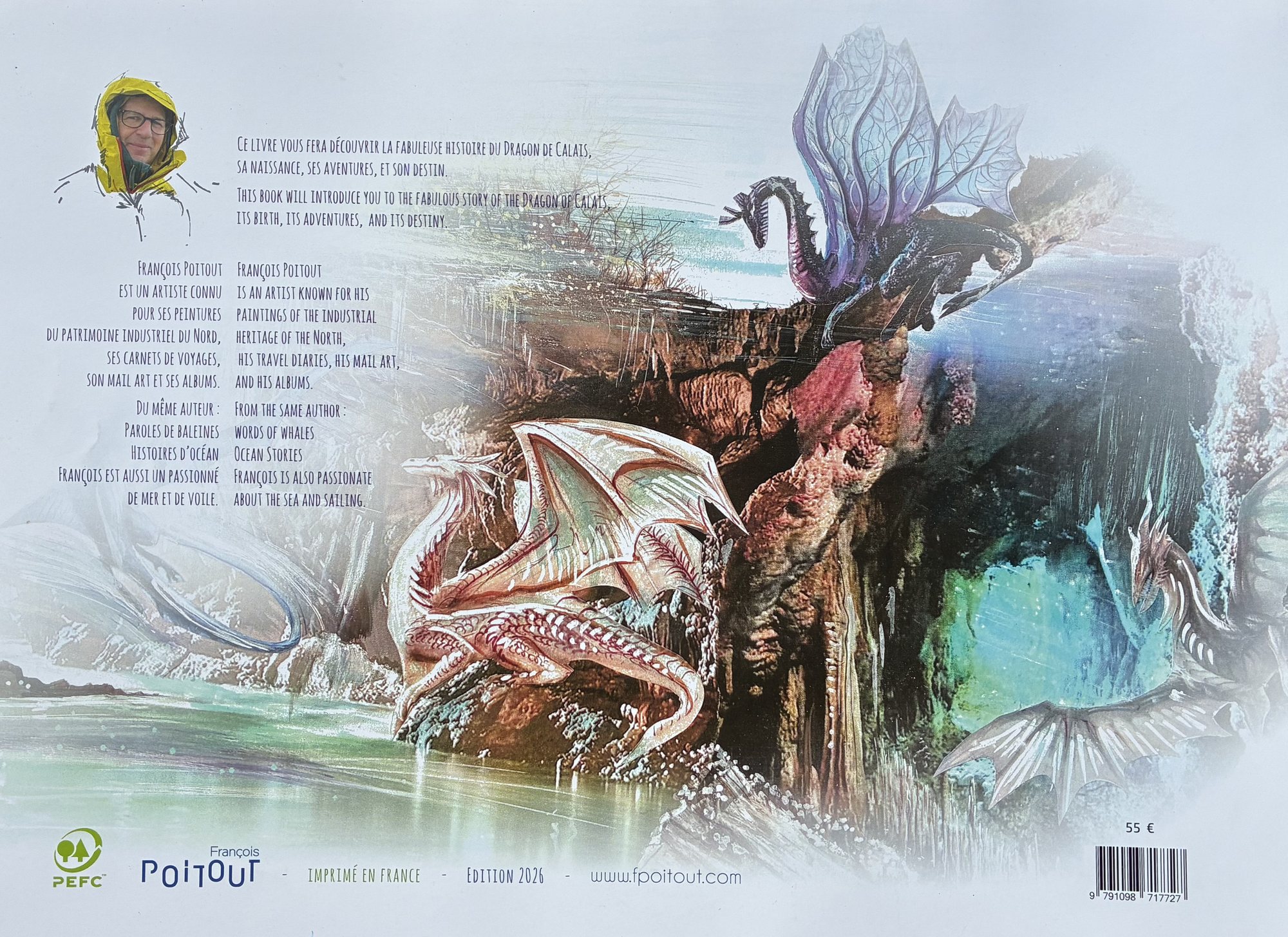 The Calais Dragon Legend — back cover — The Calais Dragon Legend — La légende du Dragon de Calais, illustrated books by François Poitout