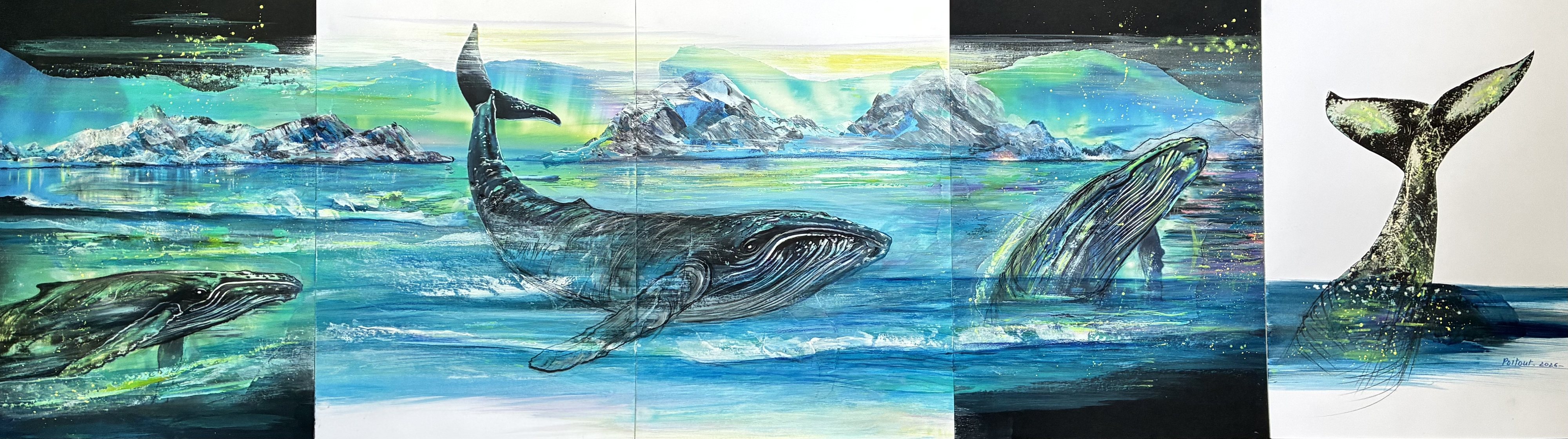 Words of Whales — plates — Words of Whales — Paroles de baleines, illustrated books by François Poitout