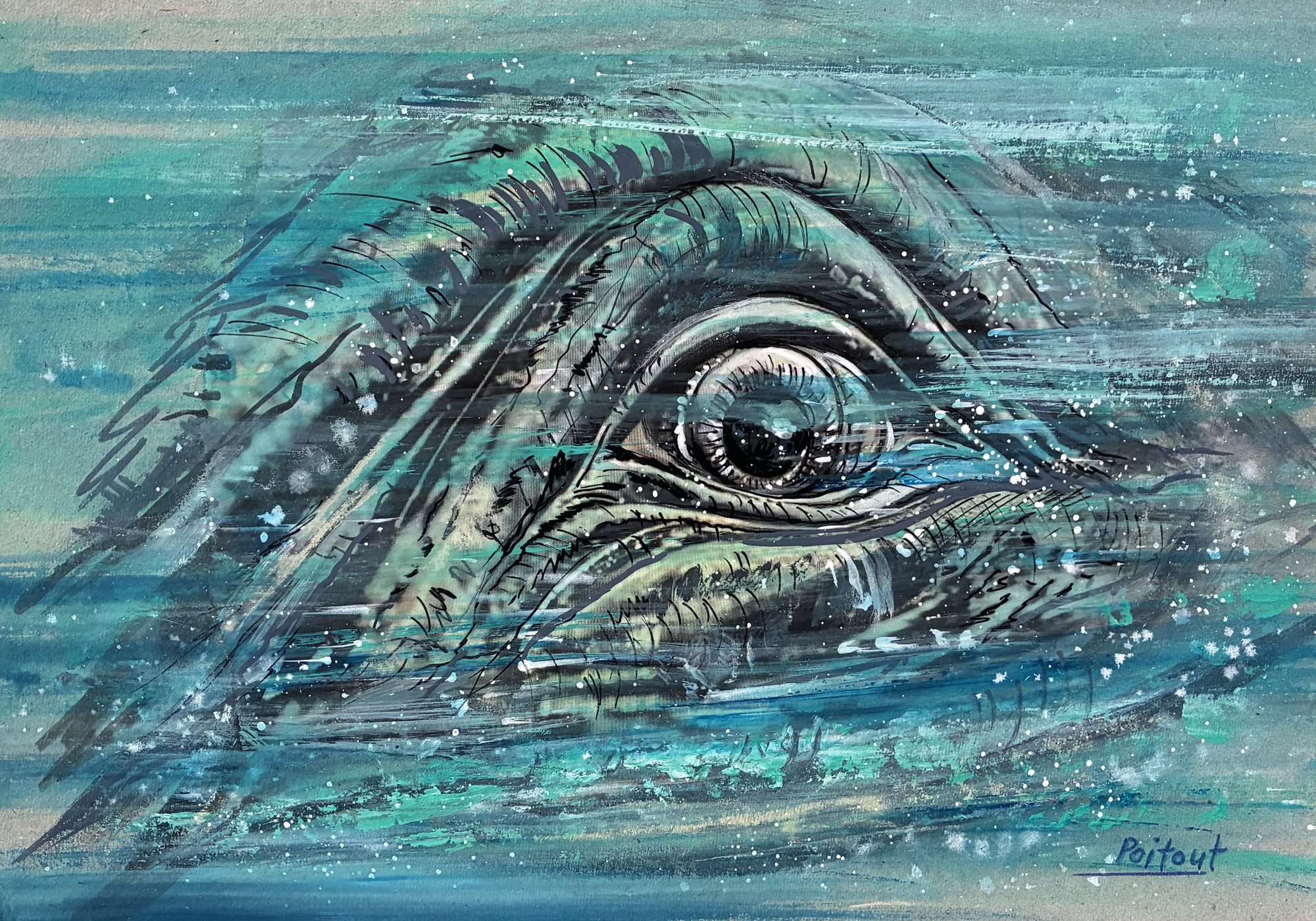 L’œil de la baleine — Baleines, peinture de François Poitout