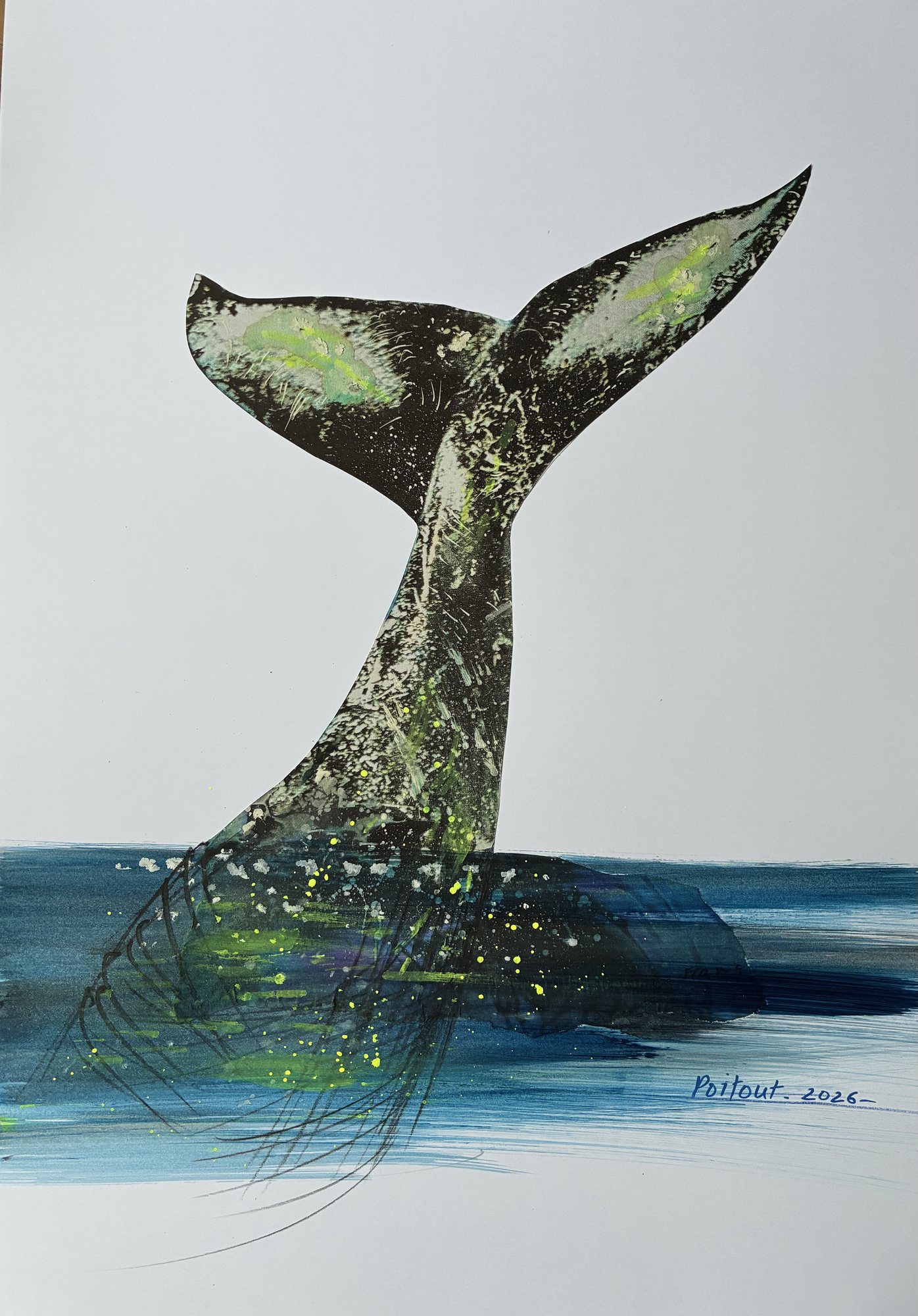 Plongée — Baleines, peinture de François Poitout