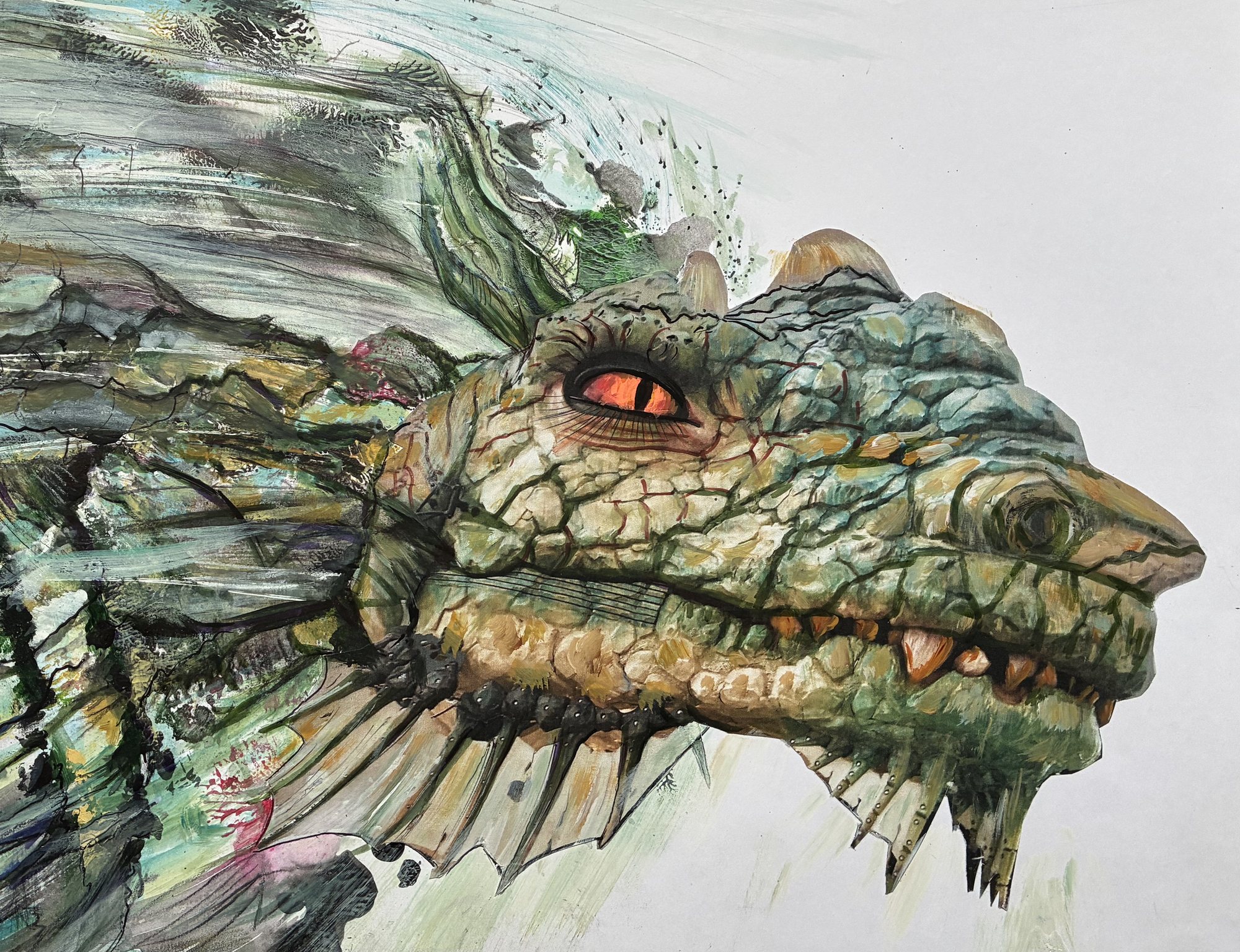Tête de dragon — Le Dragon de Calais, peinture de François Poitout